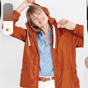 Women's Lightweight Hooded Anorak Jacket - Rust